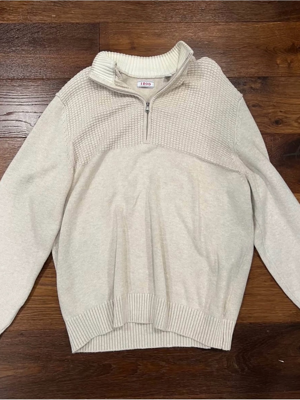 Izod Men's Cream Half-Zip Knit Sweater